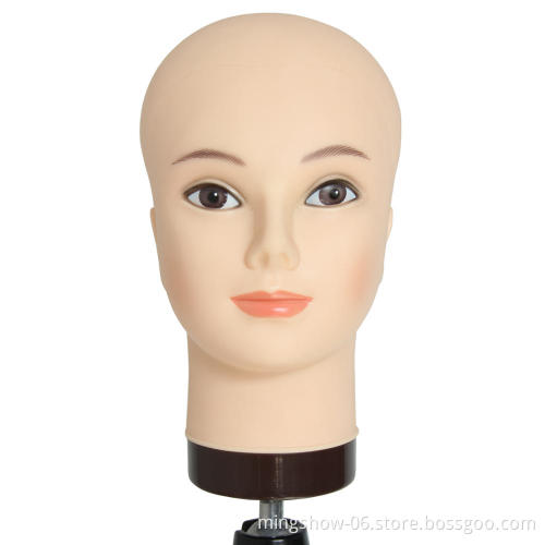 Bald Female Cometology Mannequin Head Training Head For Wig Making Head Stand T-Pins Black Skin